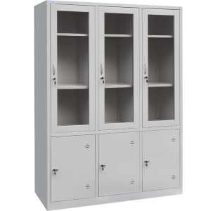 Tủ tài liệu TU09K7CK The One 6 khoang cánh kính sắt mở để hồ sơ văn phòng