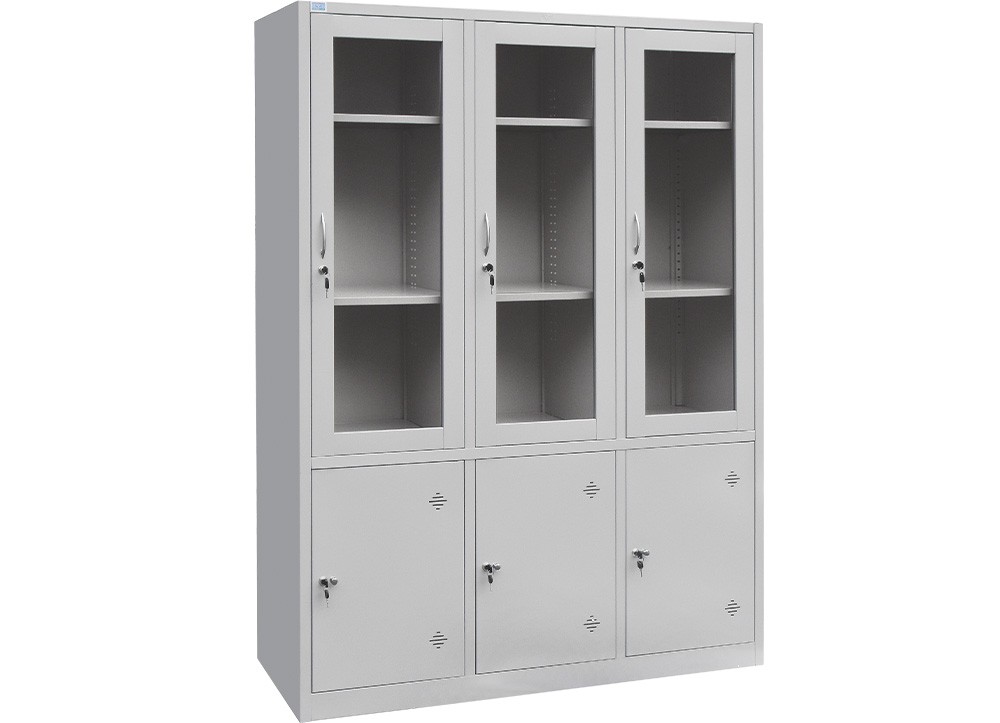 Tủ tài liệu TU09K7CK The One 6 khoang cánh kính sắt mở để hồ sơ văn phòng
